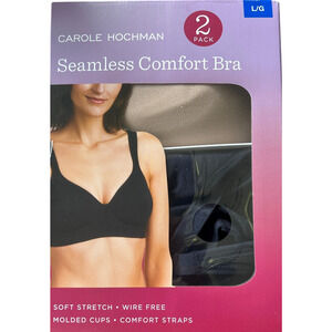 Carole Hochman Womens  2 Pack Tan and Black Seamless Comfort Bra Large
